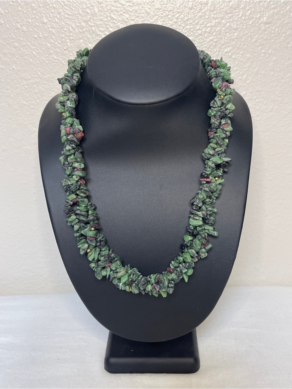 Multi Strand Natural Green & Pink Ruby Zoisite 21” long